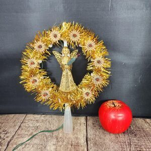 Vtg Gold Angel Christmas Tree Topper Light Up Yule Star Mid Century WORKS Taiwan
